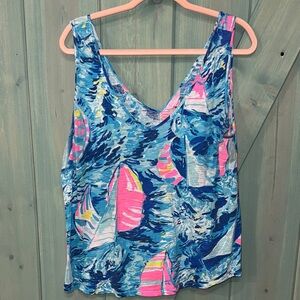 Lilly Pulitzer Blue and Pink Tank Top size XL women's